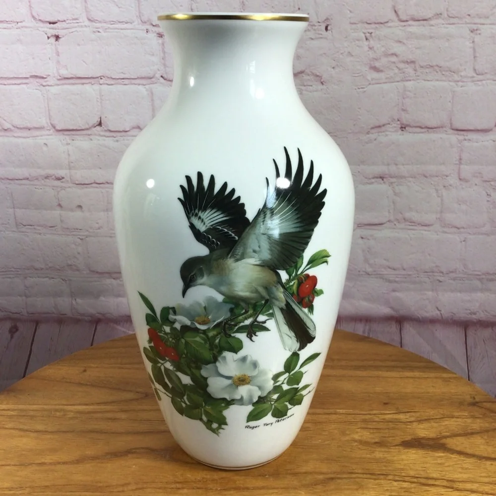 AK Kaiser West Germany Mockingbird Ceramic Vase